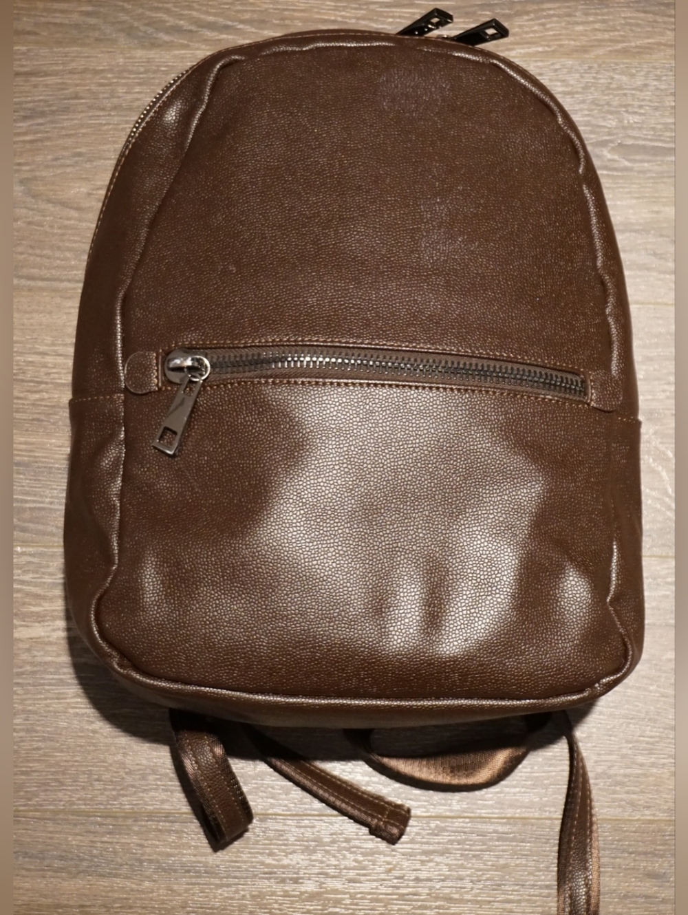 Zara Smart Backpack Brown Faux Leather